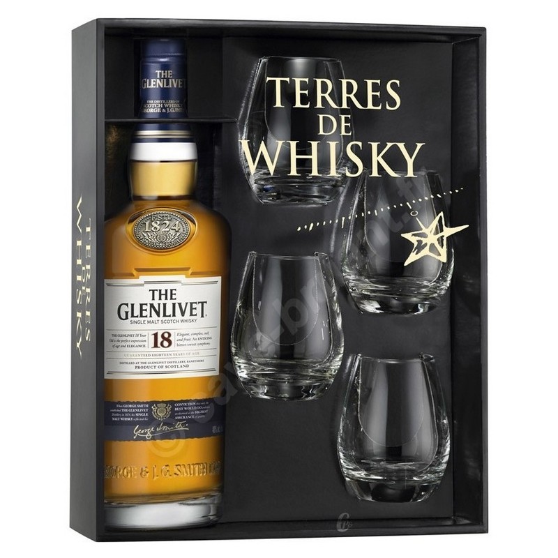 Whisky the Glenlivet 18 ans d'âge - coffret avec 2 verres - Glenlivet