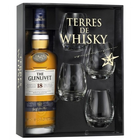 Coffret Terre de Whisky GlenLivet 18 ans avec 4 verres