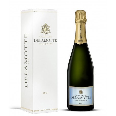 Bouteille de champagne Brut Delamotte avec étui - Vins et Cadeaux