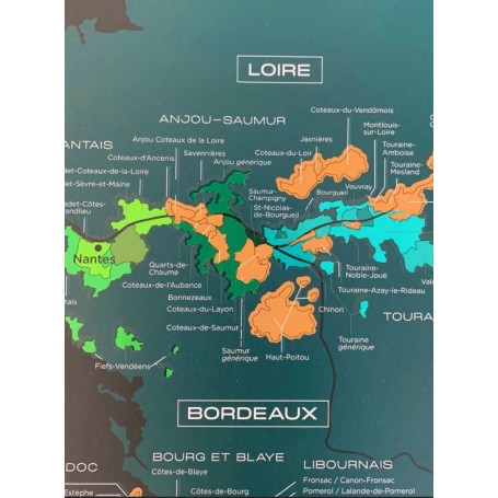 Carte des vins à gratter Rhône -  France