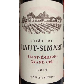 Saint Emilion Grand Cru Chateau Haut Simard rouge, millésime 2014 propriété de la famille Vauthier